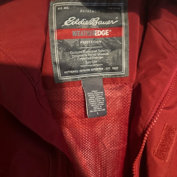 Eddie Bauer Mens Jacket Large Red Weatheredge Waterproof Outdoor - Picture 2 of 4